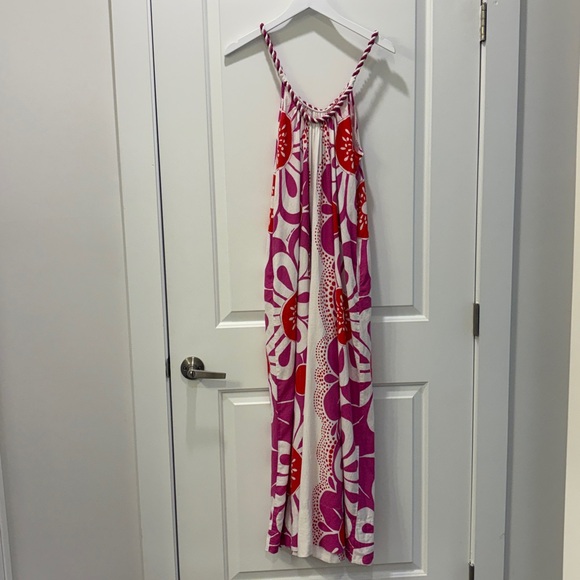 Farm Rio Maia Rope Trim Cotton Jumpsuit, Pink Floral, Size M - Picture 12 of 15